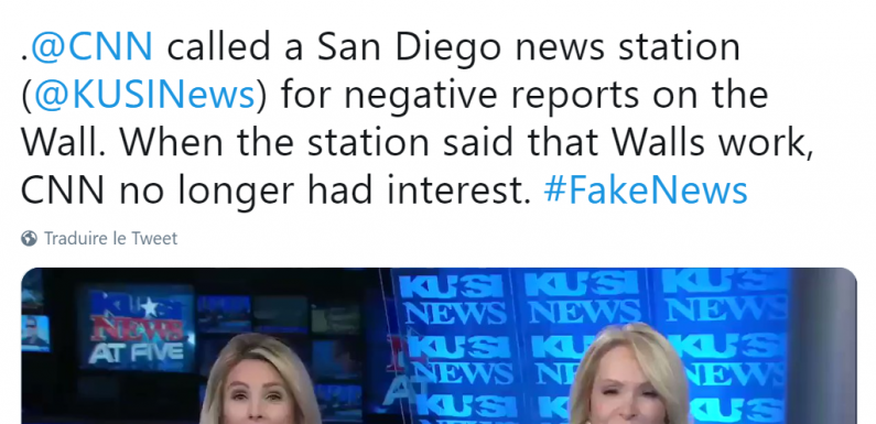 San Diego (USA) : CNN demande un reportage de la chaîne locale sur la barrière à la frontière, les journalistes disent son efficacité, CNN annule