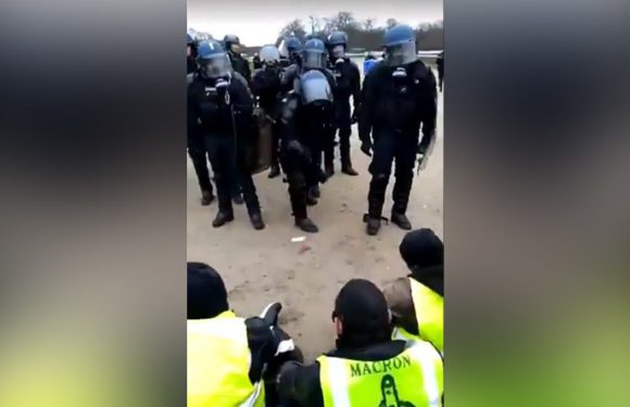 Un gendarme déclenche une grenade lacrymogène à quelques centimètres de Gilets jaunes assis (VIDEO)