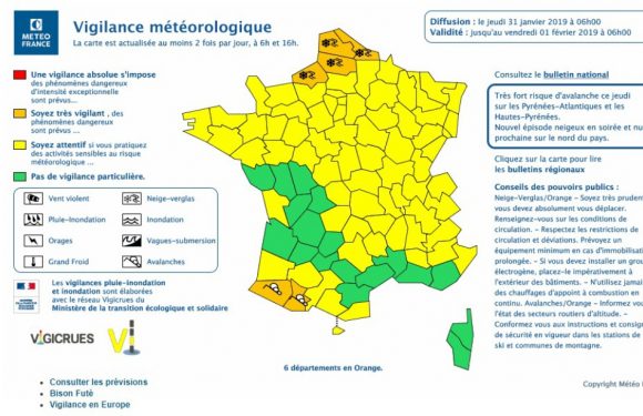 Météo: Quatre départements en vigilance orange neige-verglas, deux en vigilance orange avalanches
