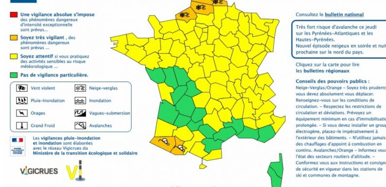 Météo: Quatre départements en vigilance orange neige-verglas, deux en vigilance orange avalanches