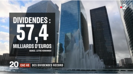 France 2 célèbre les dividendes record du CAC40. Par Samuel Gontier