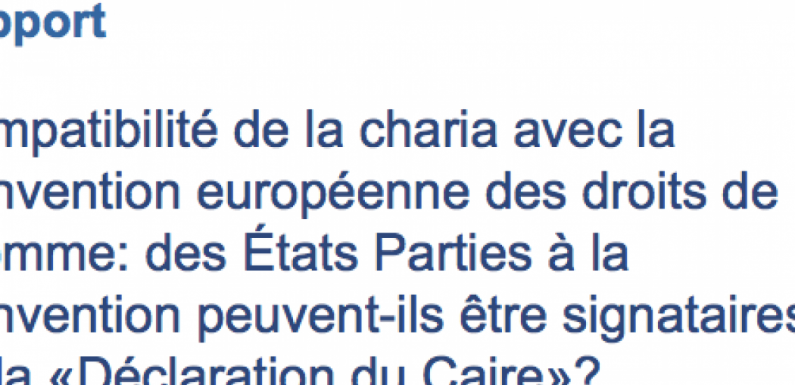Projet de résolution rappelant l’incompatibilité de la charia avec la Convention européenne des droits de l’homme