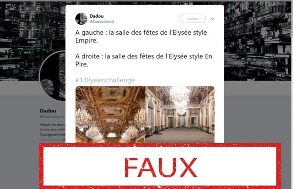 Non, ces photos ne montrent pas la salle des fêtes de l’Elysée avant et après rénovation
