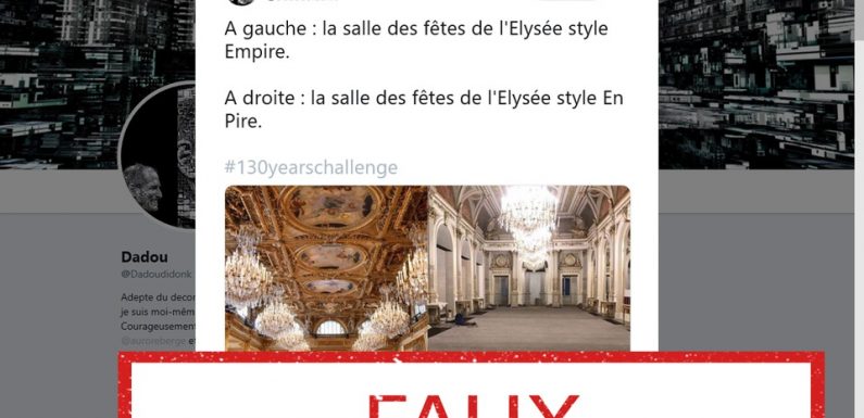 Non, ces photos ne montrent pas la salle des fêtes de l’Elysée avant et après rénovation