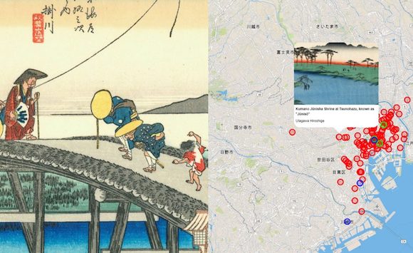 Une carte interactive pour parcourir les lieux des estampes d’Hiroshige
