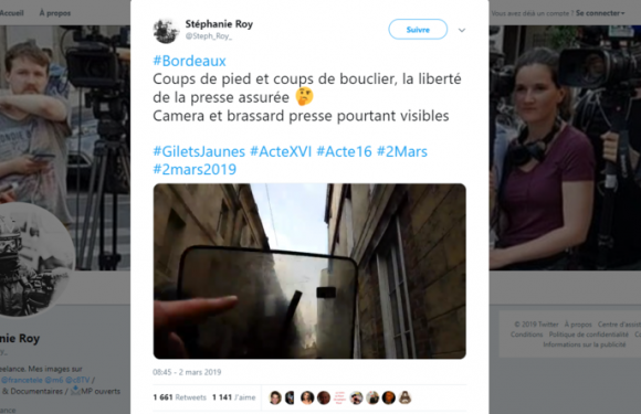 Acte 16 à Bordeaux : une journaliste indépendante violemment repoussée par un policier (VIDEO)