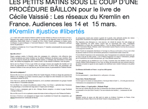 Procès Vaissié : “L’Enquête” Politis sur la salariée Politis
