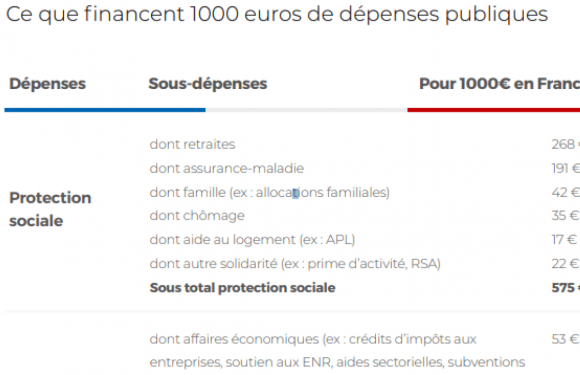 A quoi servent 1000 € de dépenses publiques dans le budget de l’Etat ?