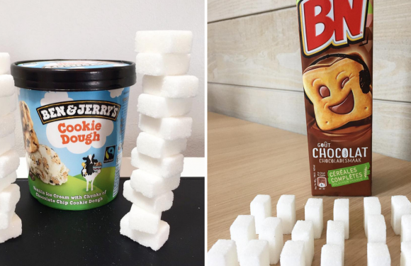 Ce compte Instagram représente les morceaux de sucre contenus dans les produits alimentaires