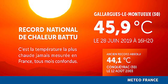 Record absolu de chaleur battu : 45,9 °C dans le Gard, du jamais vu en France