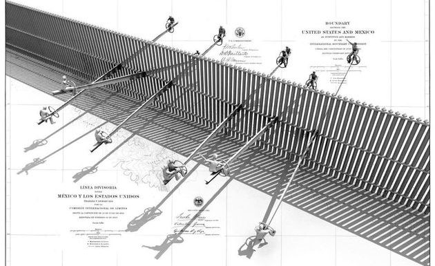Des balançoires installées sur le mur de la frontière américano-mexicaine