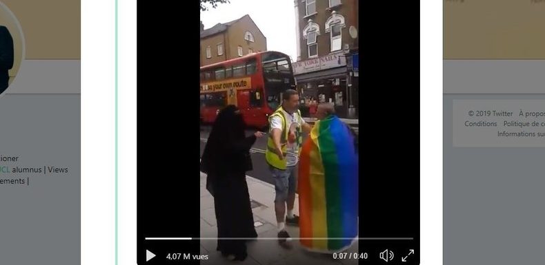 Angleterre : la vidéo d’une femme en niqab invectivant un homme au drapeau LGBT agite la toile