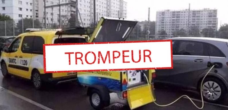 Non, cette photo virale ne montre pas un véhicule électrique rechargé par un groupe électrogène à essence