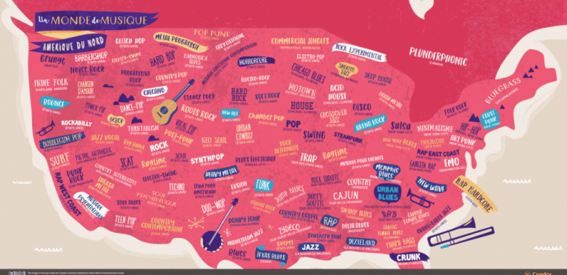 Ces cartes révèlent les origines géographiques des styles musicaux