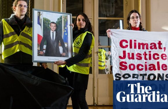 Taking Macron down: climate protesters strip French town halls of portraits