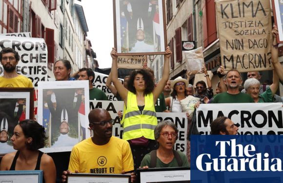 French climate activists protest as Macron attends G7 summit