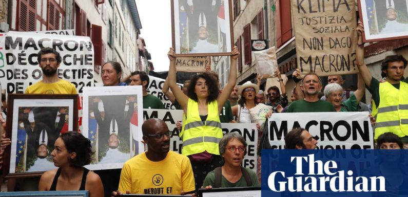 French climate activists protest as Macron attends G7 summit