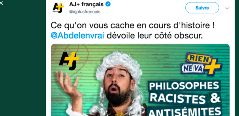 Suprémacisme blanc et siècle des lumières : les internautes fulminent, AJ+ fait marche arrière