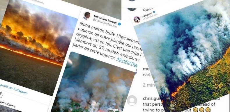 Macron, Madonna ou encore Ronaldo partagent des photos trompeuses pour illustrer les feux d’Amazonie