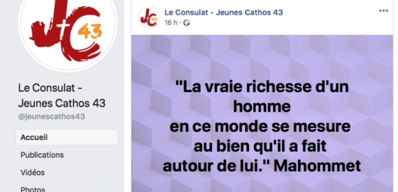Les jeunes catholiques du Puy-en-Velay se réfèrent à Mahomet