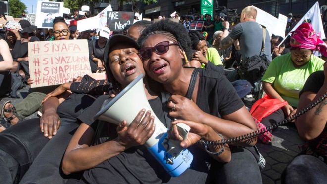 Manifestation contre les violences faites aux femmes et aux filles en Afrique du Sud