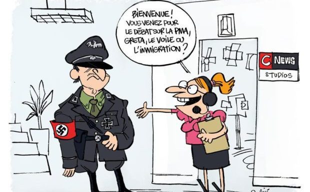 Télérama caricature Eric Zemmour en soldat nazi