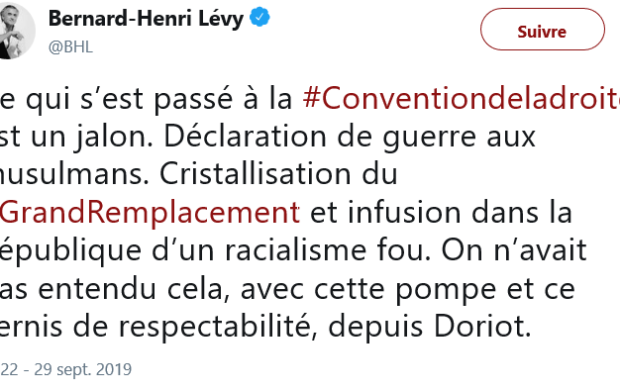 BHL : « La Convention de la droite est une déclaration de guerre aux musulmans »