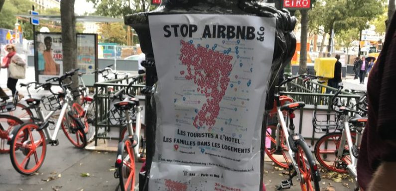 A Paris, les habitants du quartier des Halles manifestent contre Airbnb