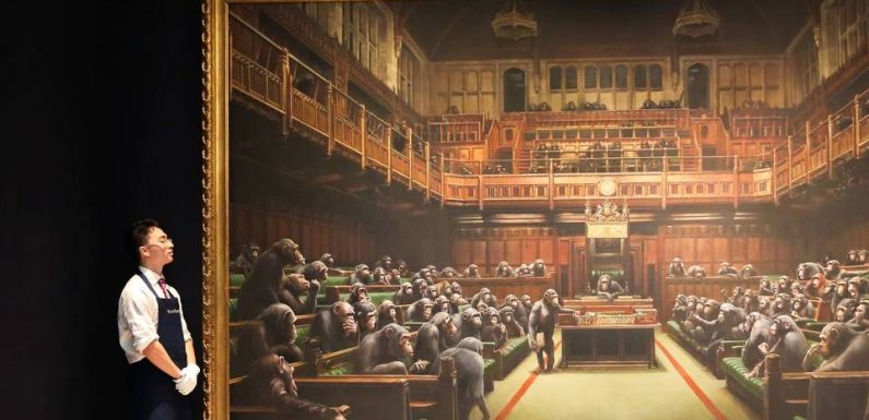 Sotheby’s va vendre aux enchères une peinture de Banksy sur un Parlement britannique peuplé de singes