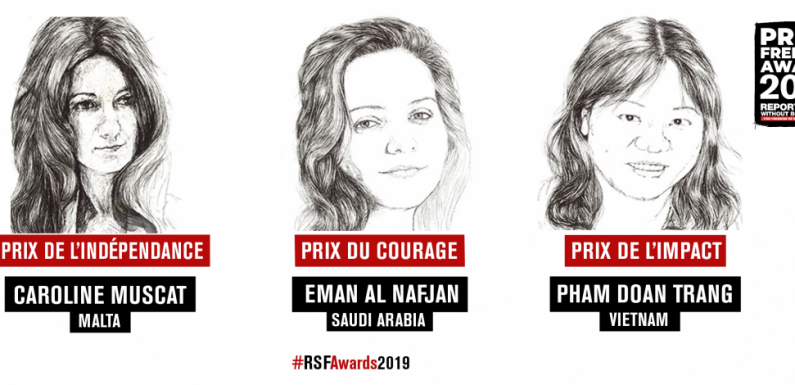 La saoudienne Eman al Nafjan, la vietnamienne Pham Doan Trang, et la maltaise Caroline Muscat, lauréates du Prix RSF 2019 pour la liberté de la presse
