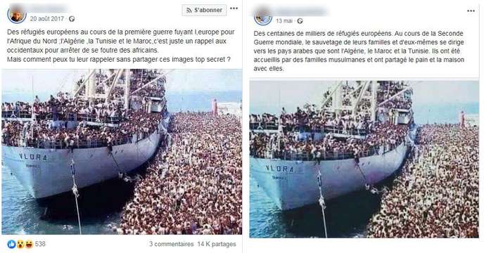 Une photo de prétendus « réfugiés européens » fuyant vers l’Afrique montre en réalité des Albanais arrivant en Italie