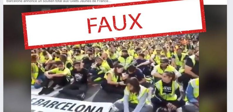 A Barcelone, des dockers rendant hommage aux « gilets jaunes » ? Non, c’est leur tenue de travail