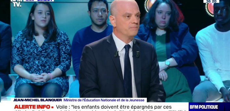 « Elle a le droit de porter le voile pendant les sorties scolaires mais ce n’est pas souhaitable »: Jean-Michel Blanquer prône la pédagogie