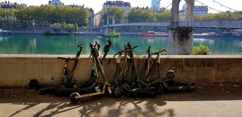 Lyon : des dizaines de trottinettes encore sorties de l’eau ce samedi