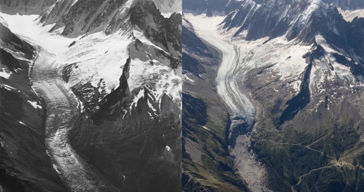 Le glacier du Mont-Blanc 100 ans plus tard : les photos montrent les dégâts du réchauffement climatique
