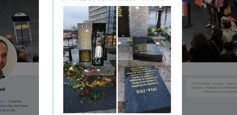 Sarcelles : une stèle aux soldats africains des deux Guerres mondiales profanée