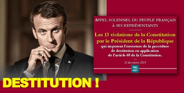 Notre dossier d’appel à lancer la procédure de destitution de Macron
