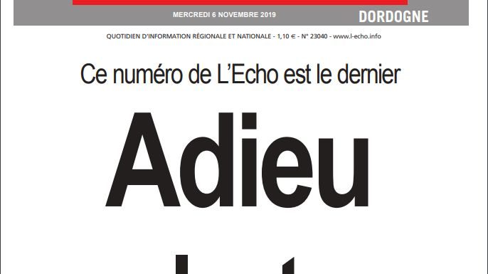 Après 75 ans d’existence, le quotidien l’Echo sort son dernier numéro à cause de problèmes financiers
