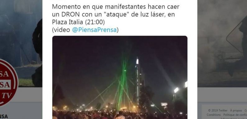 Chili : Des manifestants ont-ils fait tomber un drone avec des lasers ?