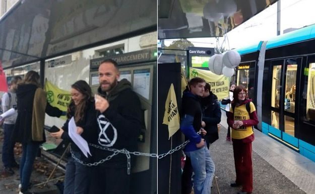 Besançon : des militants s’enchaînent aux distributeurs de tickets du tram