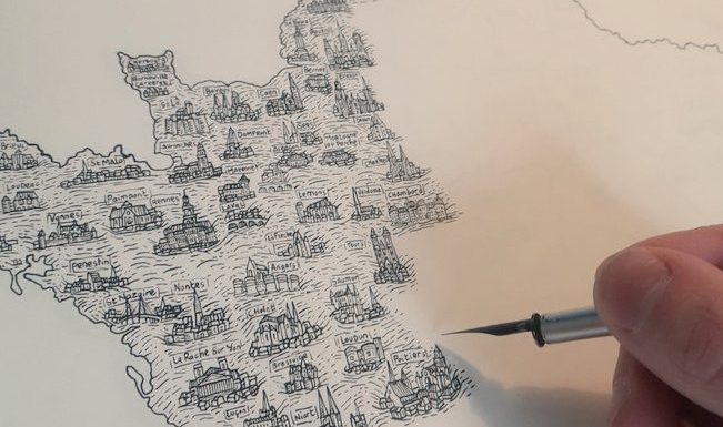 Un jeune dessinateur publie cette incroyable carte de France des monuments à l’encre de chine