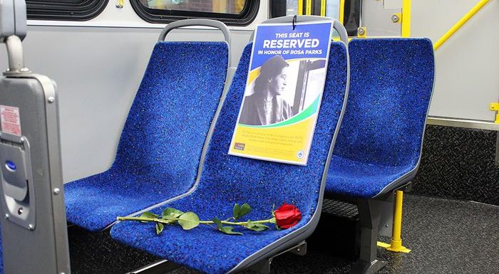 Public transit system honors Rosa Parks with open seat on every bus