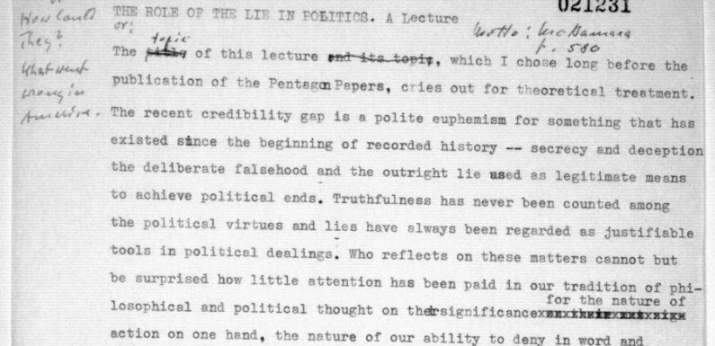 Large Archive of Hannah Arendt’s Papers Digitized by the Library of Congress: Read Her Lectures, Drafts of Articles, Notes & Correspondence