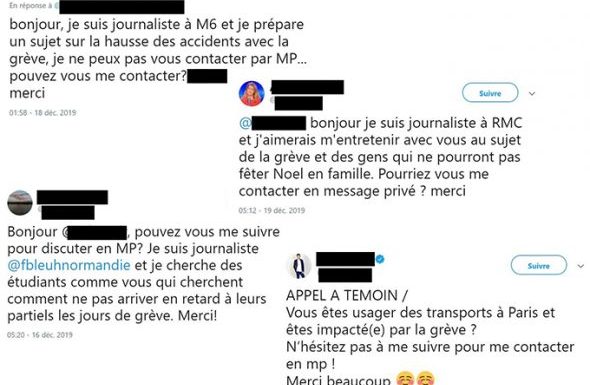 « Bonjour je suis journaliste » et je cherche des témoignages contre la grève – Par Pauline Perrenot