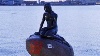 Hong Kong protests: Copenhagen’s Little Mermaid statue graffitied