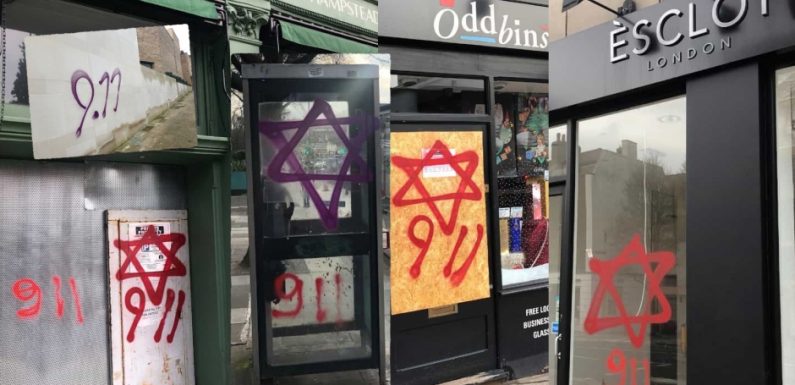 South Hampstead Synagogue and local businesses daubed with graffiti suggesting Jews were behind 9/11