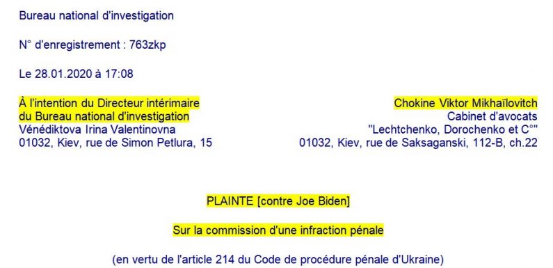 [Exclusif] Le Procureur Chokine porte plainte contre Joe Biden pour ingérence dans l’action judiciaire de l’Ukraine