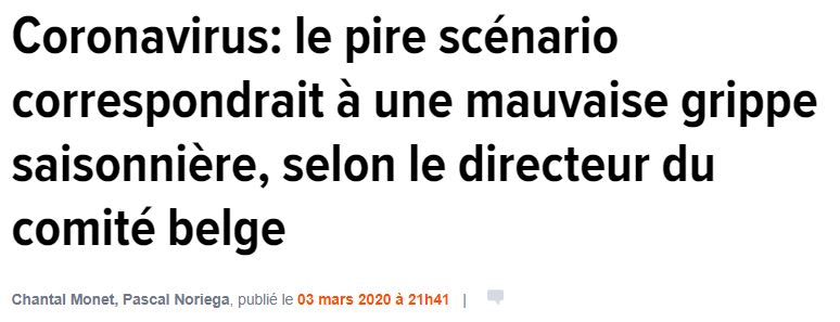 Actu CoronaVirus – 15 mars (« Une simple grippe »)