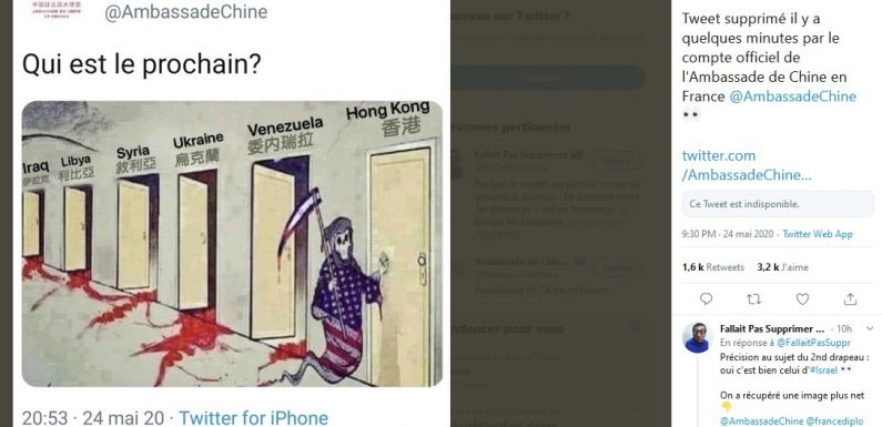 Dessin polémique : l’ambassade de Chine en France affirme que son compte Twitter a été «falsifié»