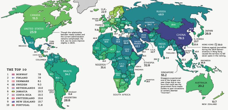 Mapped: The State of Press Freedom Around the World
